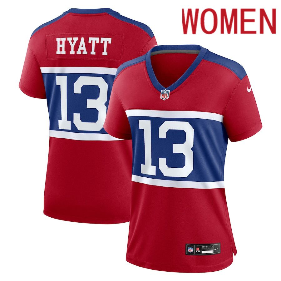 Women New York Giants #13 Jalin Hyatt Nike Century Red Alternate Player Game NFL Jersey->women nfl jersey->Women Jersey